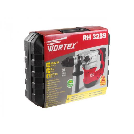 Перфоратор WORTEX RH 3239 в чем. + (2 зубила, 3 сверла) (1600 Вт, 6.0 Дж, 3 режима + Vario-lock, патрон SDS-plus, вес 5.2 кг) (RH3239K1111)