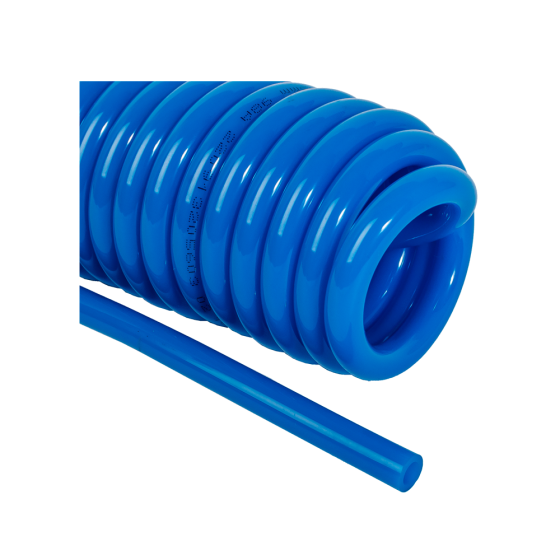 Трубка спиральная TPU 12/8 синяя, без фитингов (12м)
