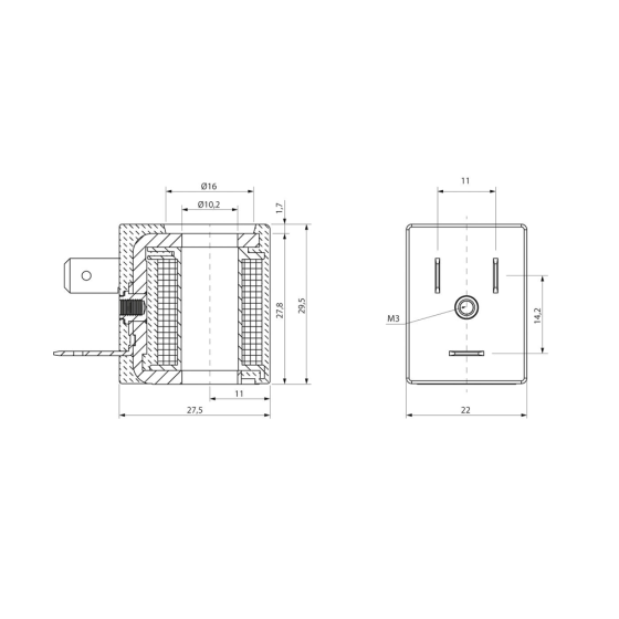 Катушка электромагнитная (соленоид) Aignep SOL10024C4000, 24V, 6,5 Вт