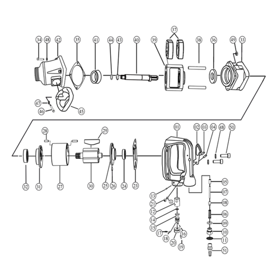 Втулка наковальни с передним корпусом (№41,42) для FROSP ПГ-352 [Front housing set]