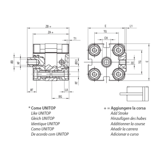 Пневмоцилиндр 25х25 Aignep WF0250025, компактный