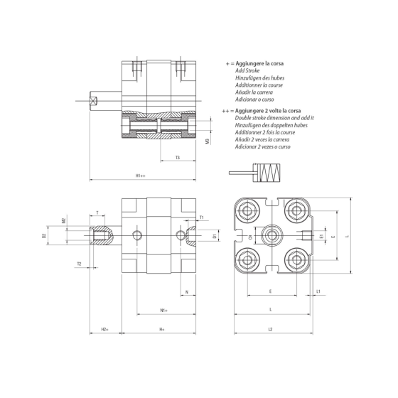 Пневмоцилиндр 25х25 Aignep QD0250025, компактный